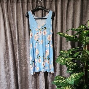 Chic Floral Sky Blue Midi Dress